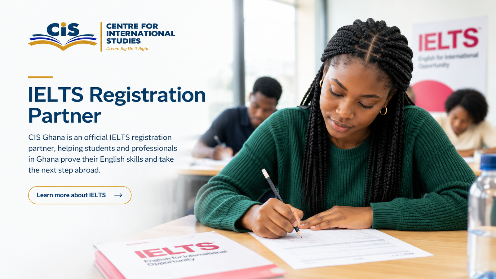 A student preparing for or sitting an IELTS test