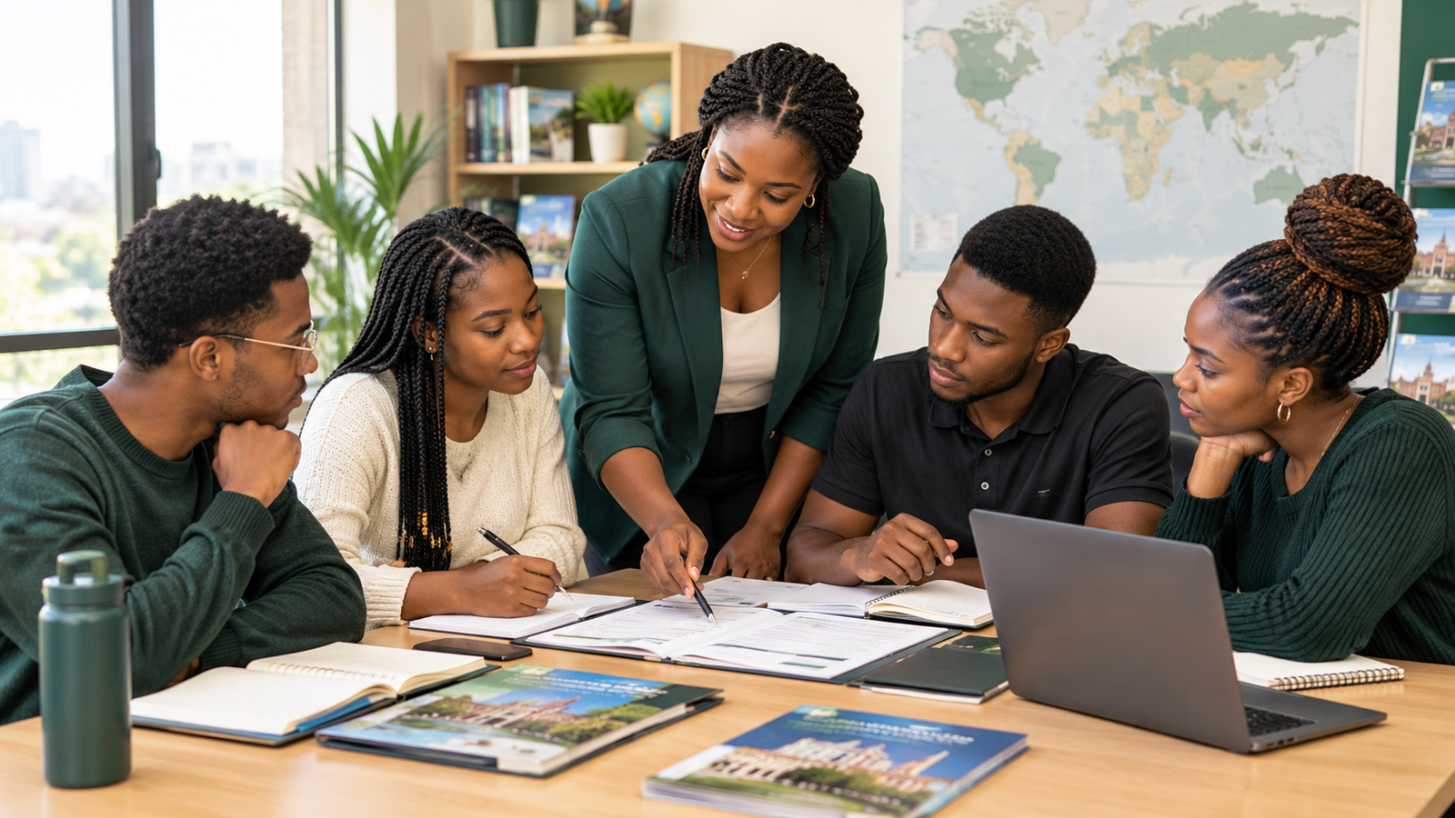 Students studying and receiving guidance at CIS Ghana